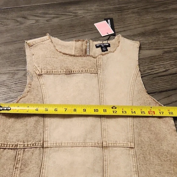 PRETTY LITTLE THING Women's  Tan Sleeveless Denim TopVest Size 8. - Picture 9 of 13